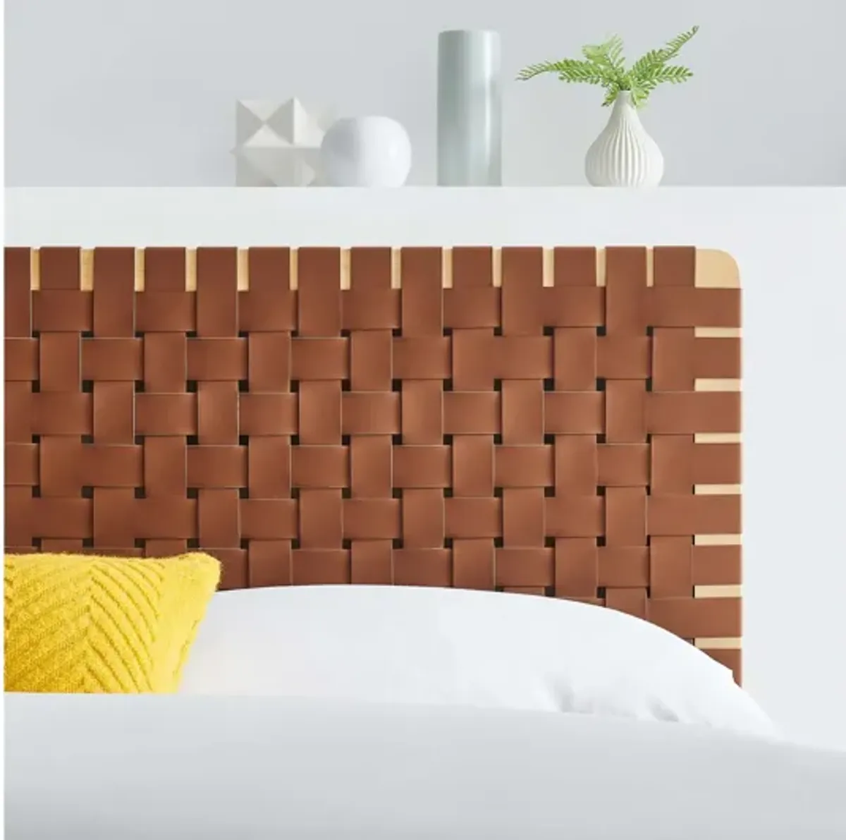 Sparta Weave Vegan Leather Full Headboard