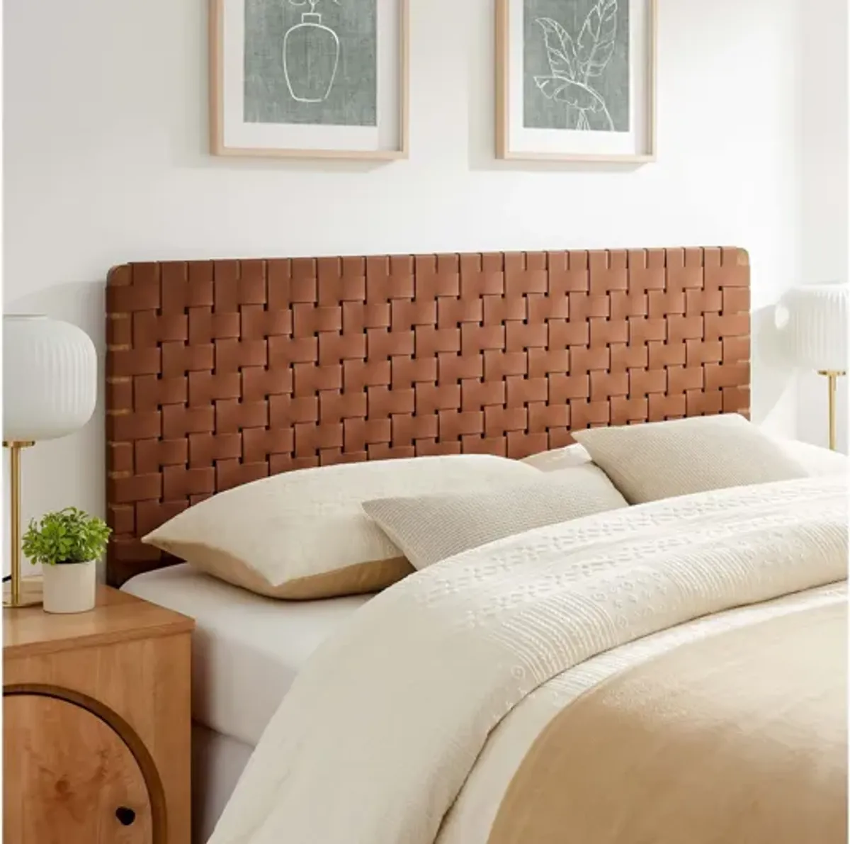 Sparta Weave Vegan Leather Queen Headboard