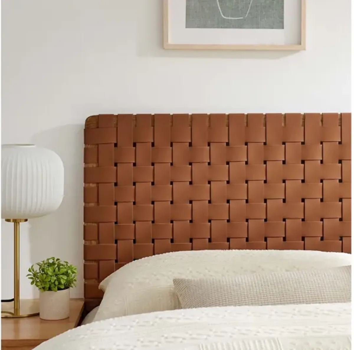 Sparta Weave Vegan Leather Queen Headboard