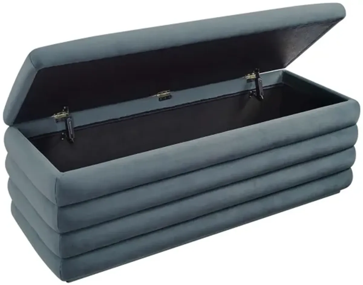 Mezzo Upholstered Performance Velvet Storage Bench