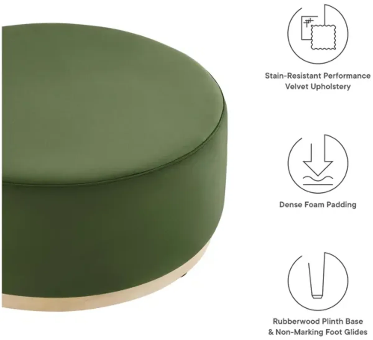 Tilden Large 38" Round Performance Velvet Upholstered Ottoman