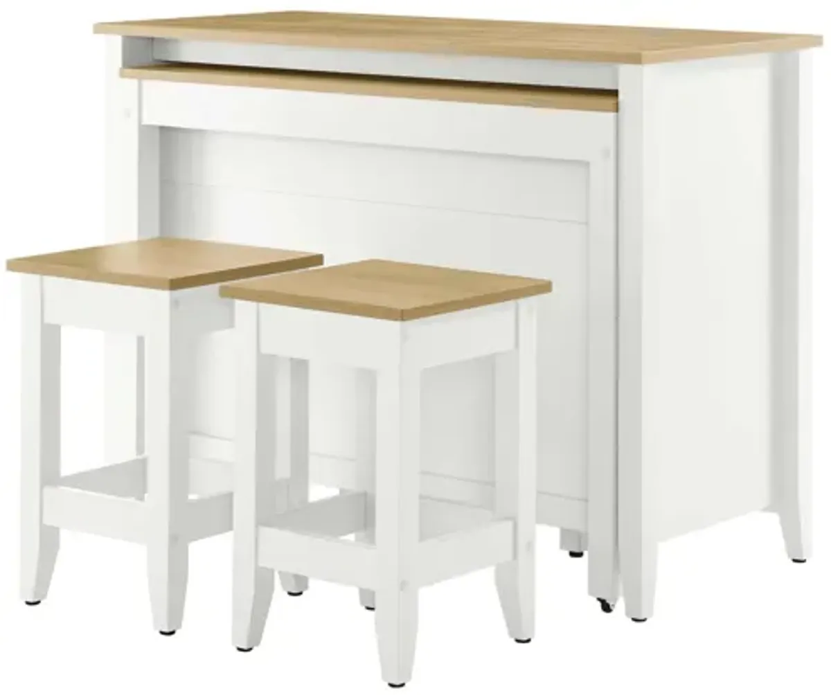 Farmstead 3-Piece Kitchen Island and Stool Set