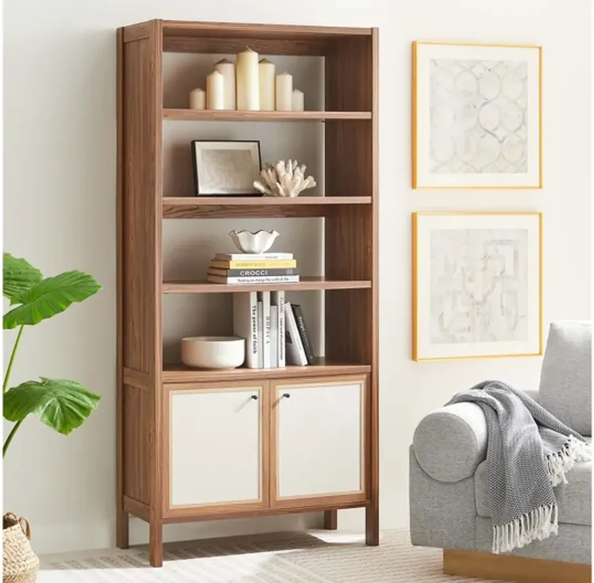 Capri 4-Shelf Wood Grain Bookcase