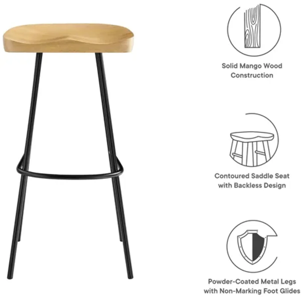 Concord Backless Wood Bar Stools Set of 2