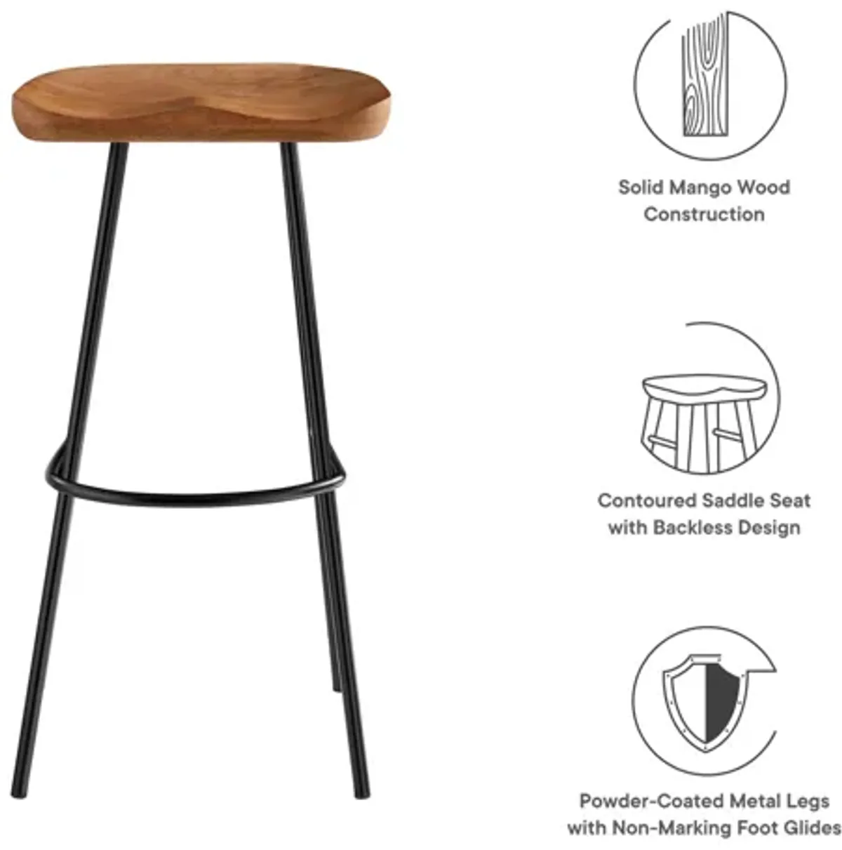 Concord Backless Wood Bar Stools Set of 2