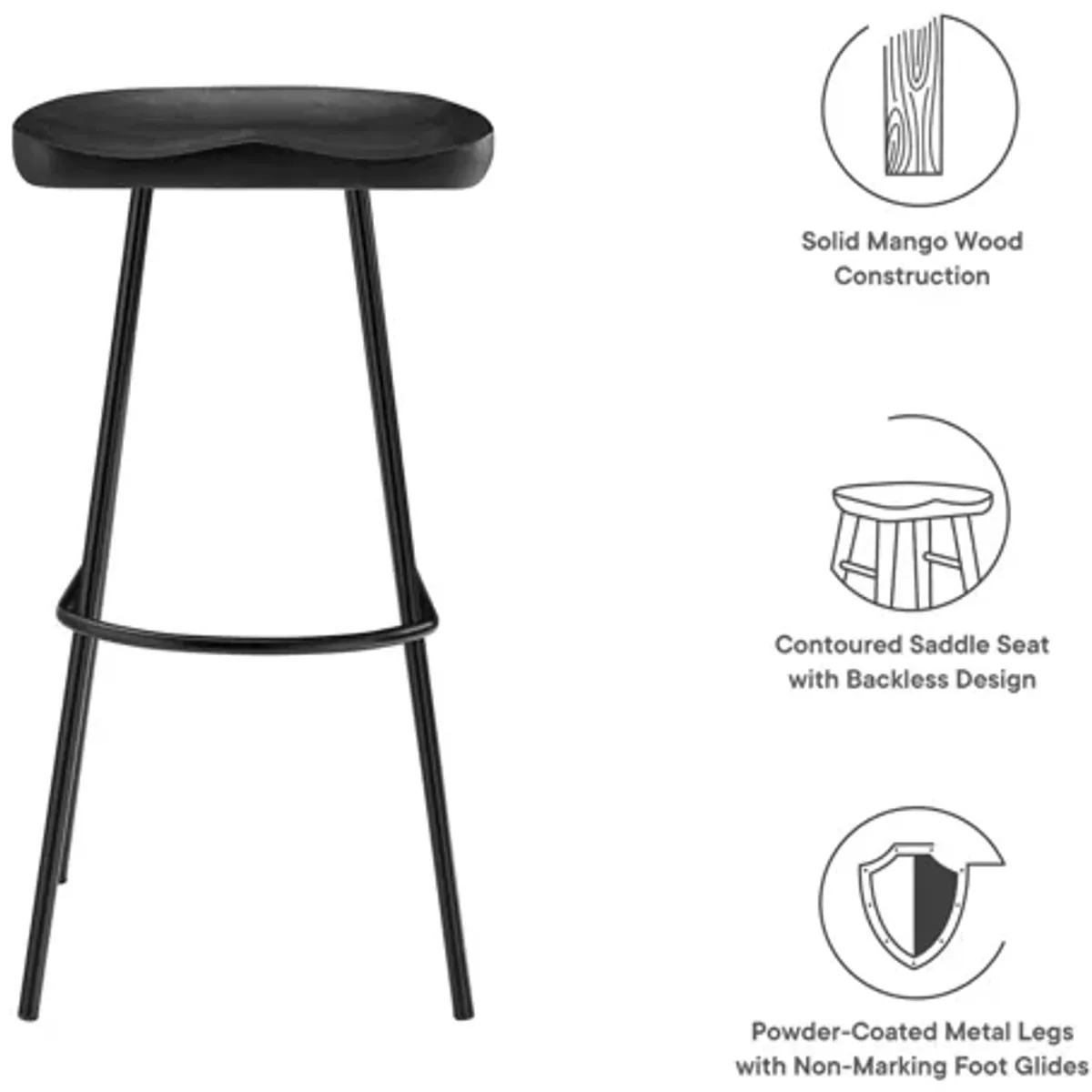 Concord Backless Wood Bar Stools Set of 2