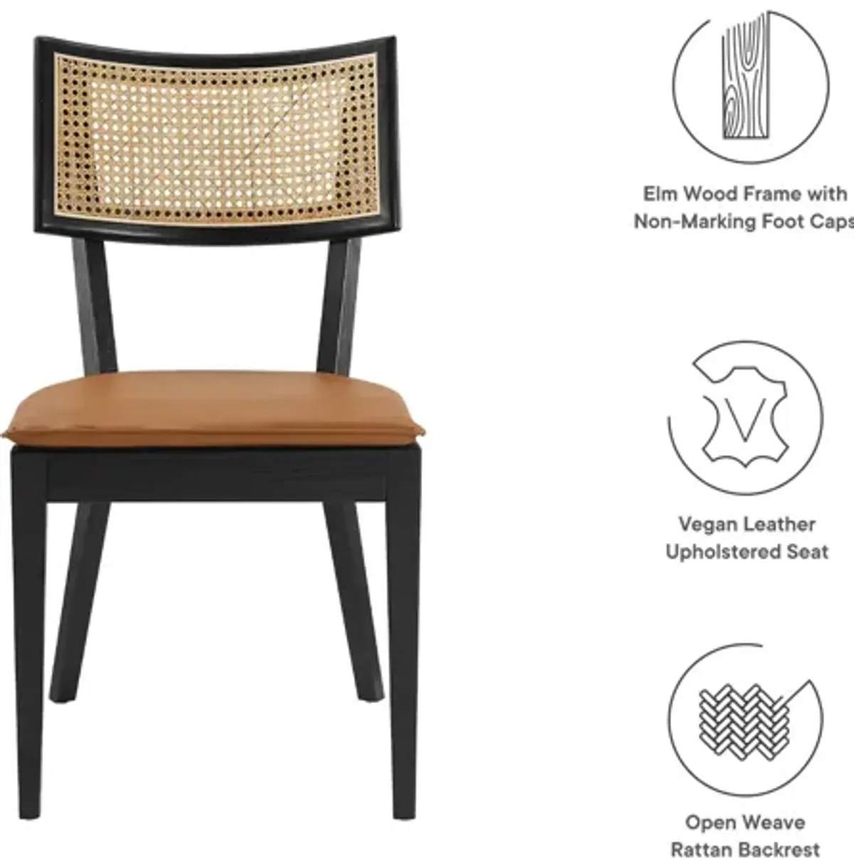 Caledonia Vegan Leather Upholstered Wood Dining Chairs Set of 2