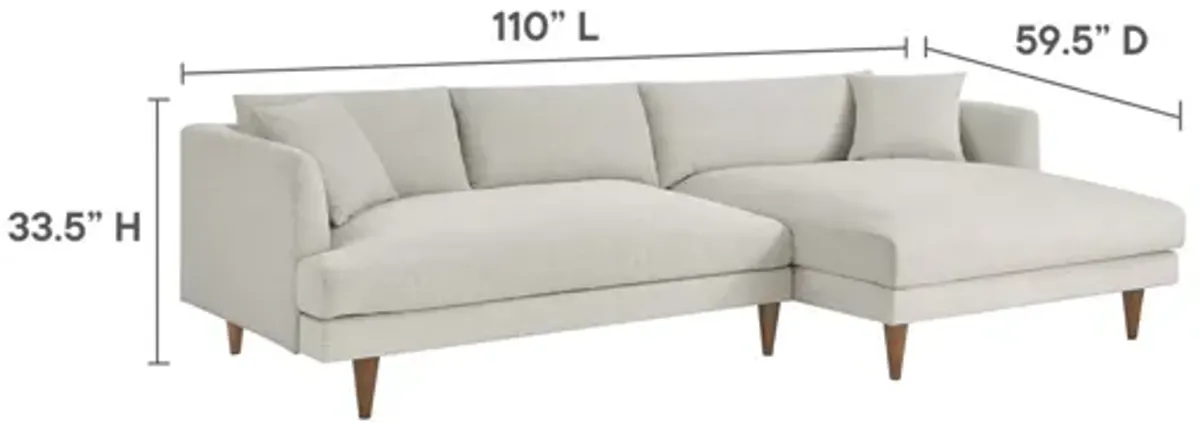 Zoya Right-Facing Down Filled Overstuffed Sectional Sofa