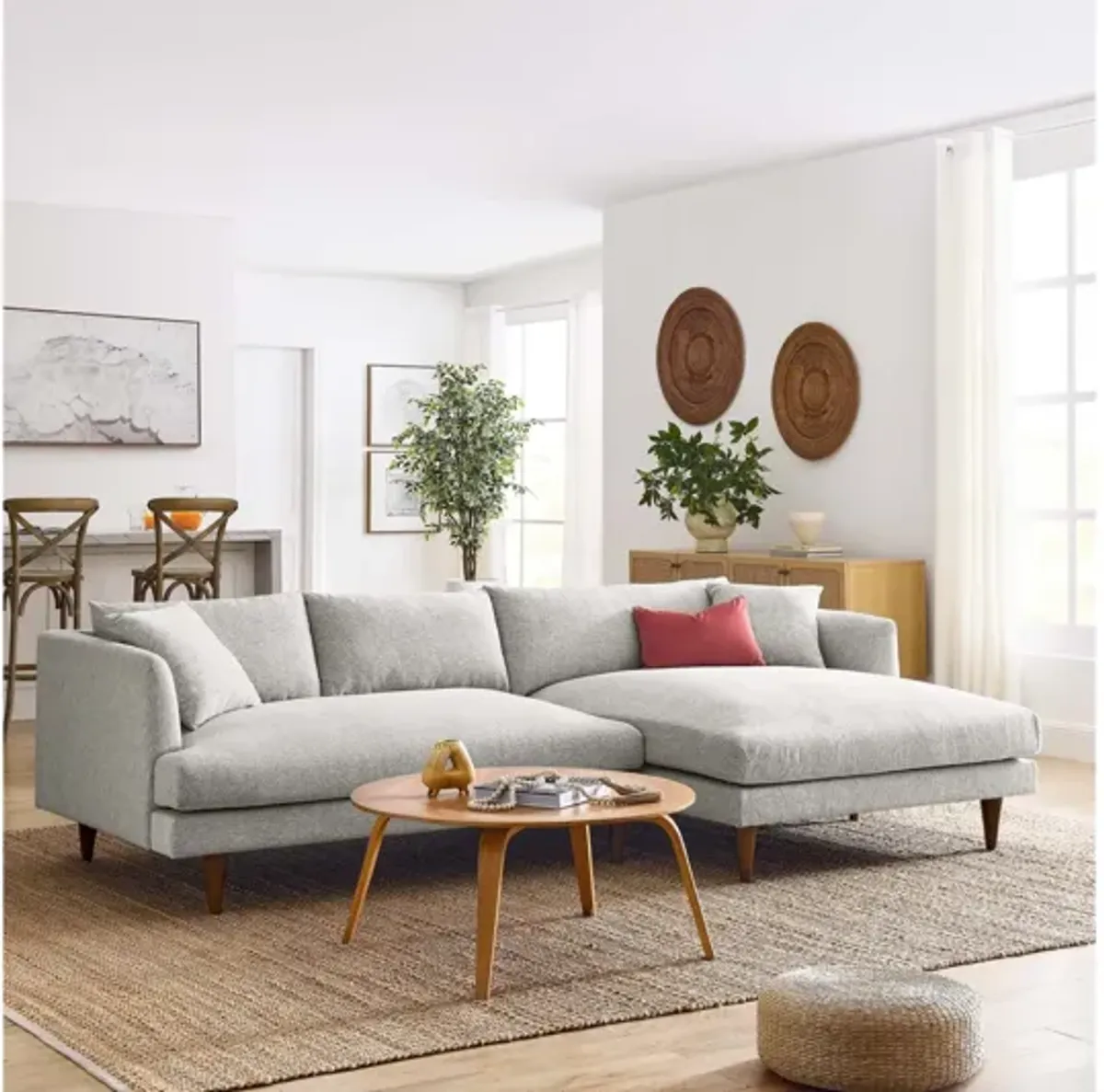 Zoya Right-Facing Down Filled Overstuffed Sectional Sofa