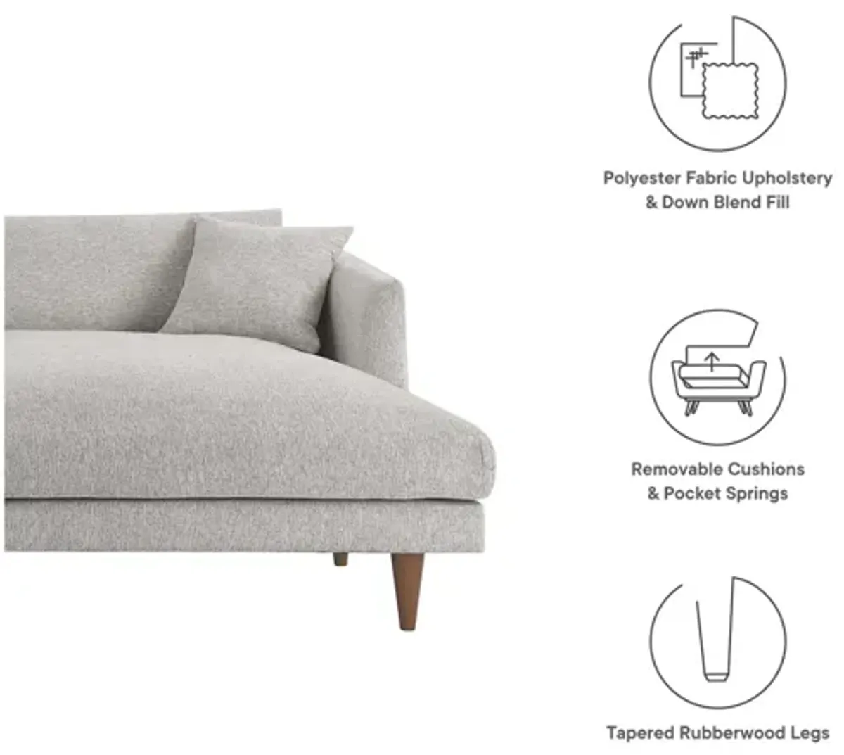 Zoya Right-Facing Down Filled Overstuffed Sectional Sofa