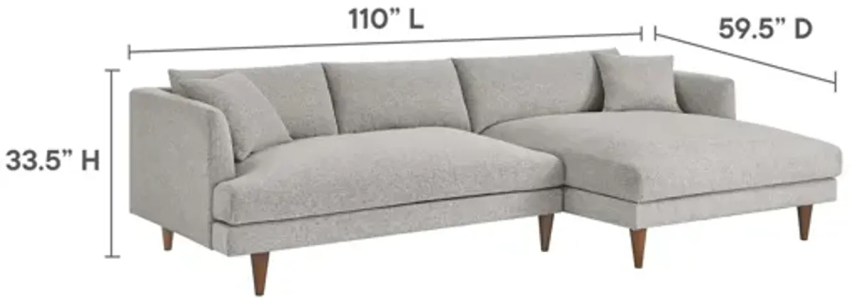 Zoya Right-Facing Down Filled Overstuffed Sectional Sofa