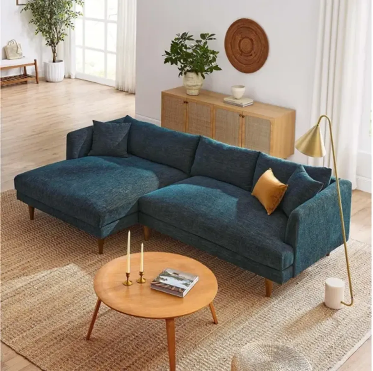 Zoya Left-Facing Down Filled Overstuffed Sectional Sofa