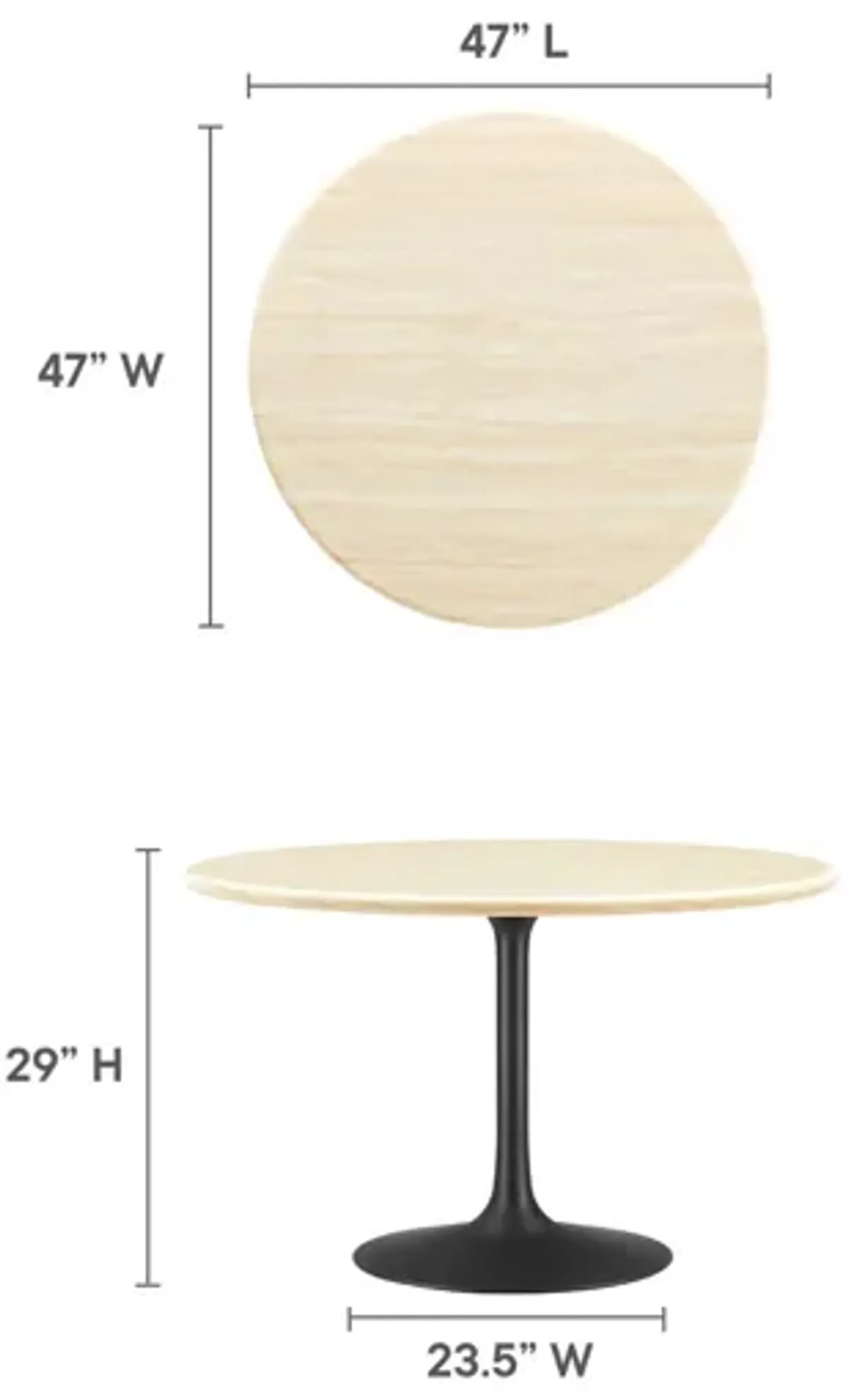 Lippa 48" Round Artificial Travertine Dining Table