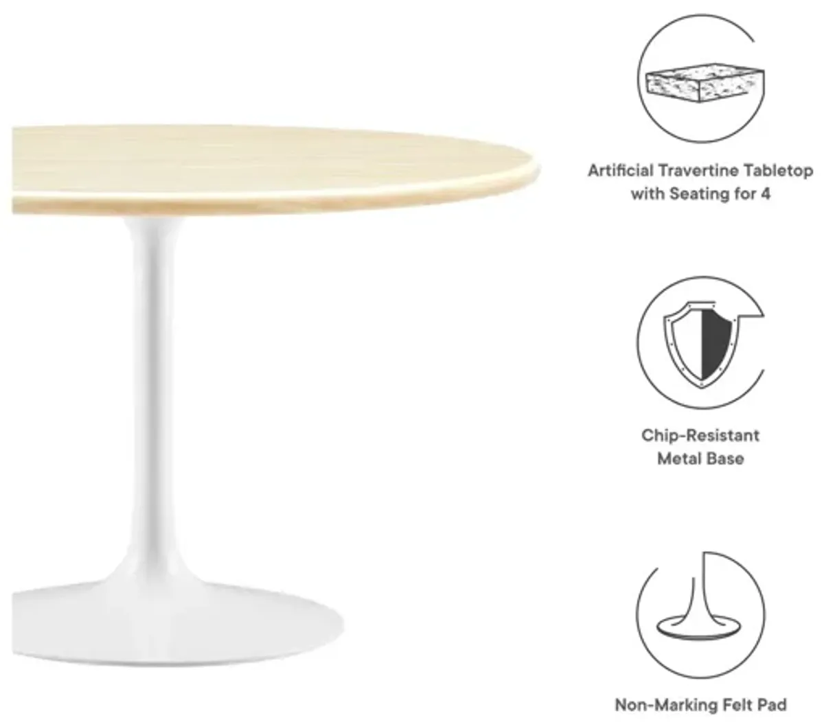 Lippa 48" Round Artificial Travertine Dining Table