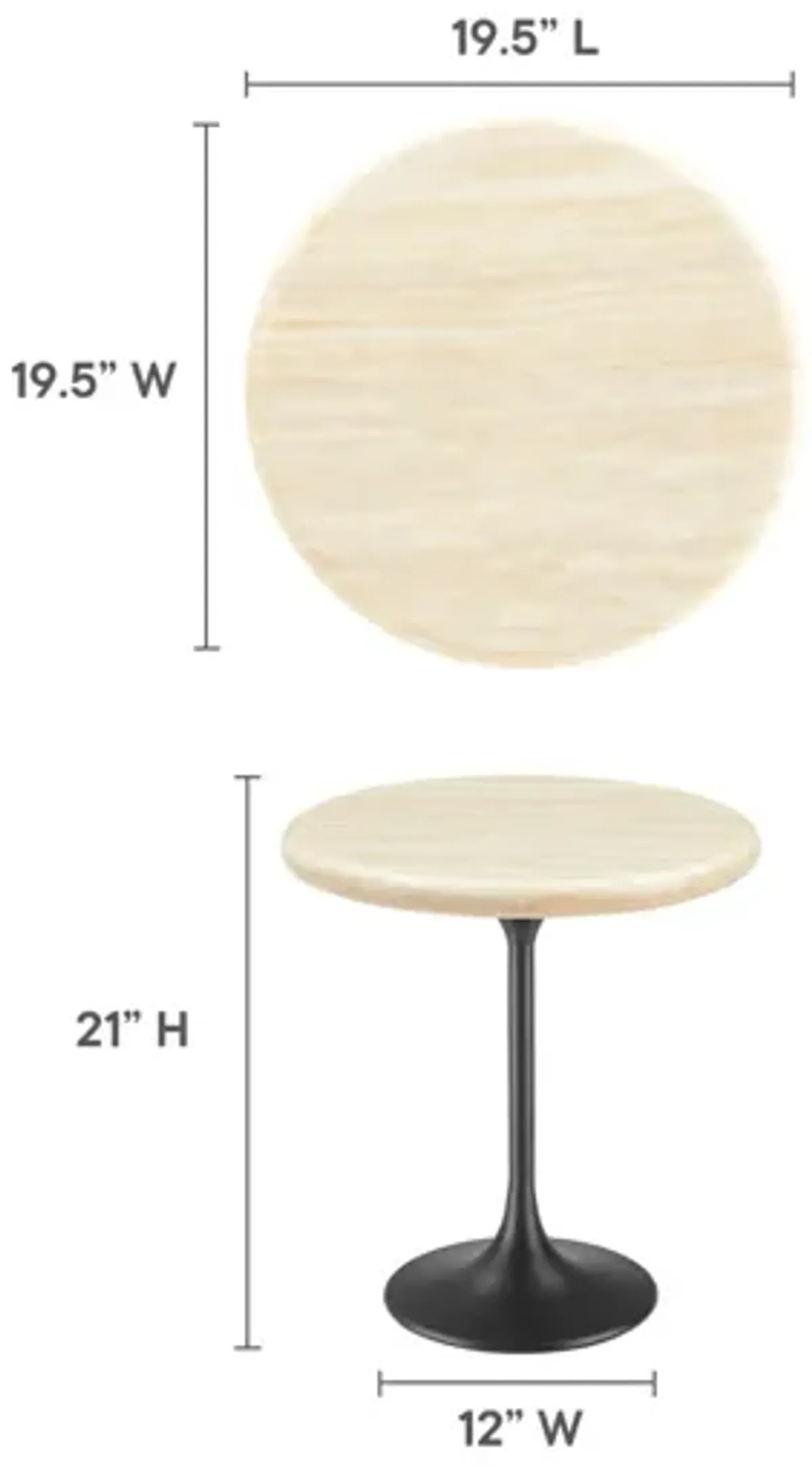 Lippa 20" Round Artificial Travertine Side Table