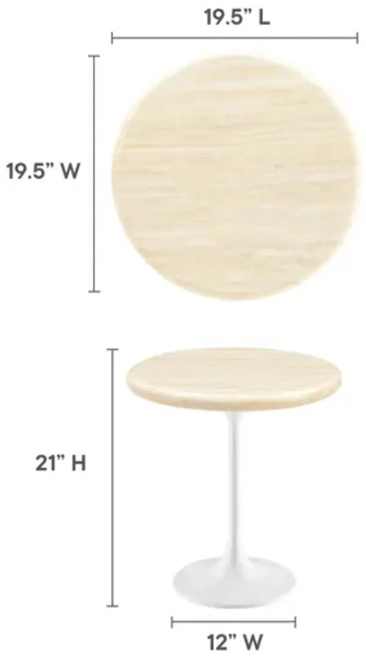 Lippa 20" Round Artificial Travertine Side Table