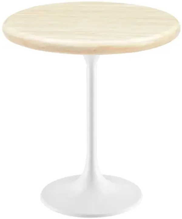 Lippa 20" Round Artificial Travertine Side Table