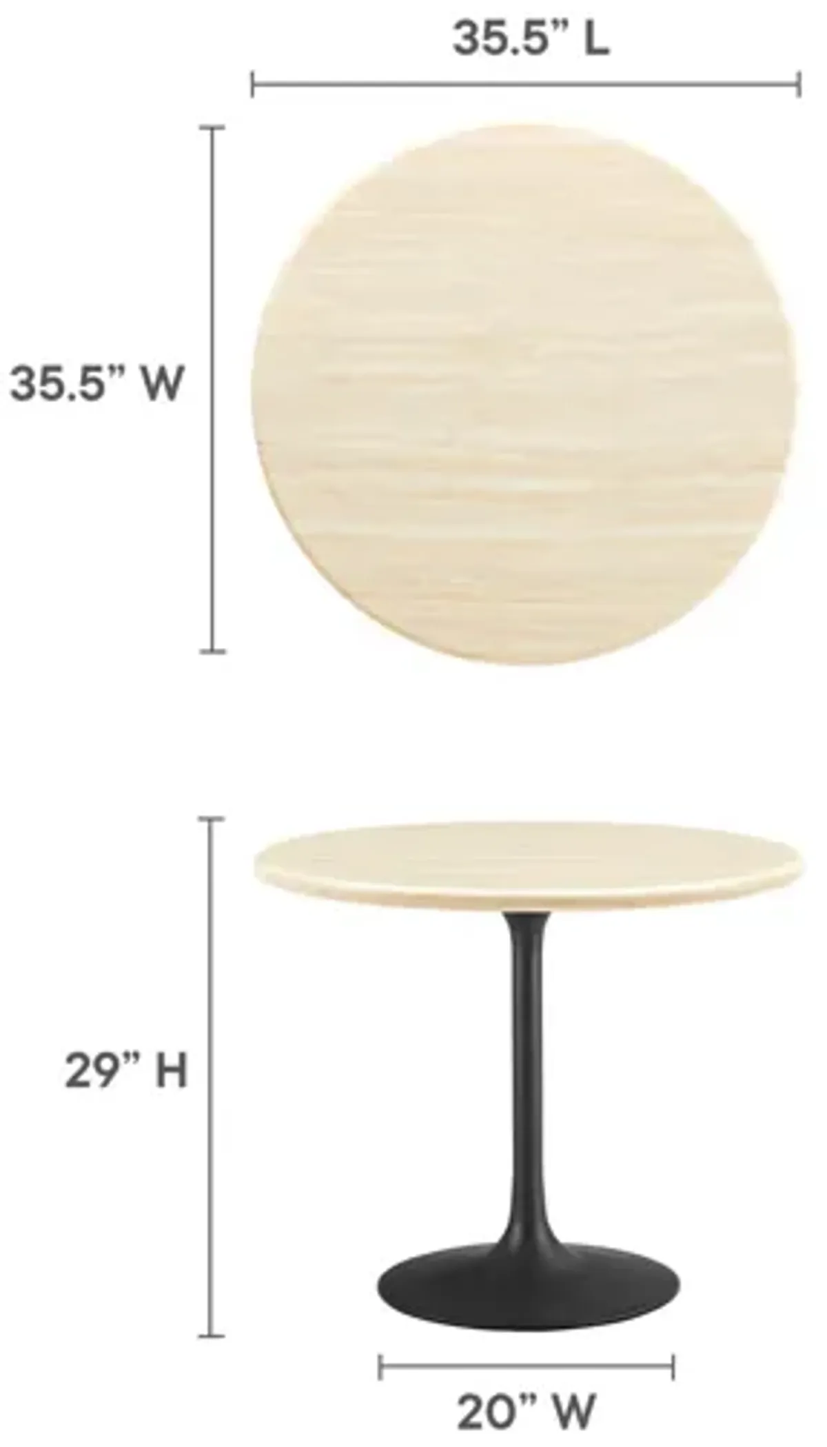 Lippa 36" Round Artificial Travertine Dining Table