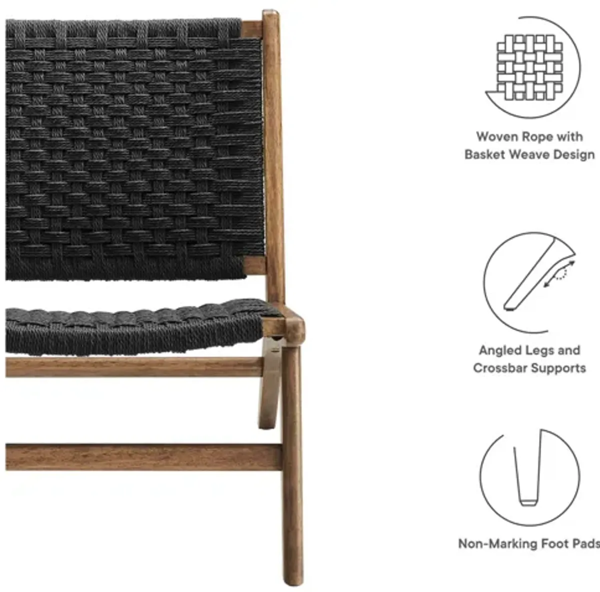 Saoirse Woven Rope Wood Accent Lounge Chair