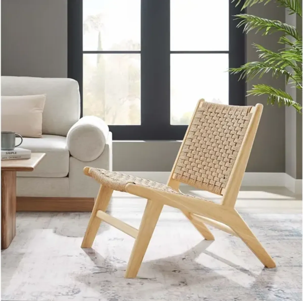 Saoirse Woven Rope Wood Accent Lounge Chair