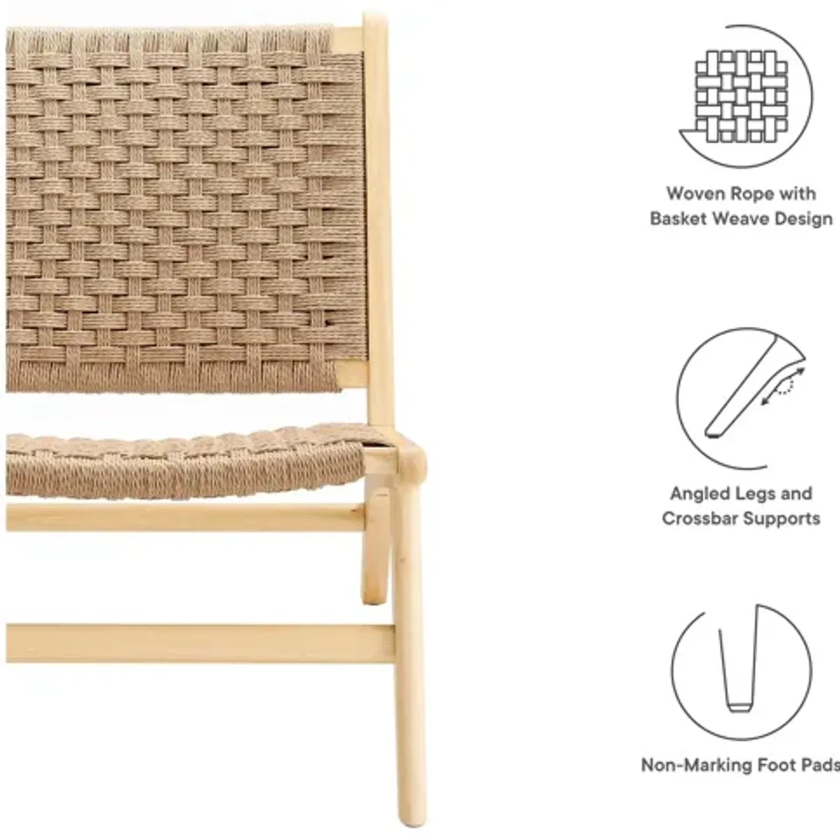 Saoirse Woven Rope Wood Accent Lounge Chair