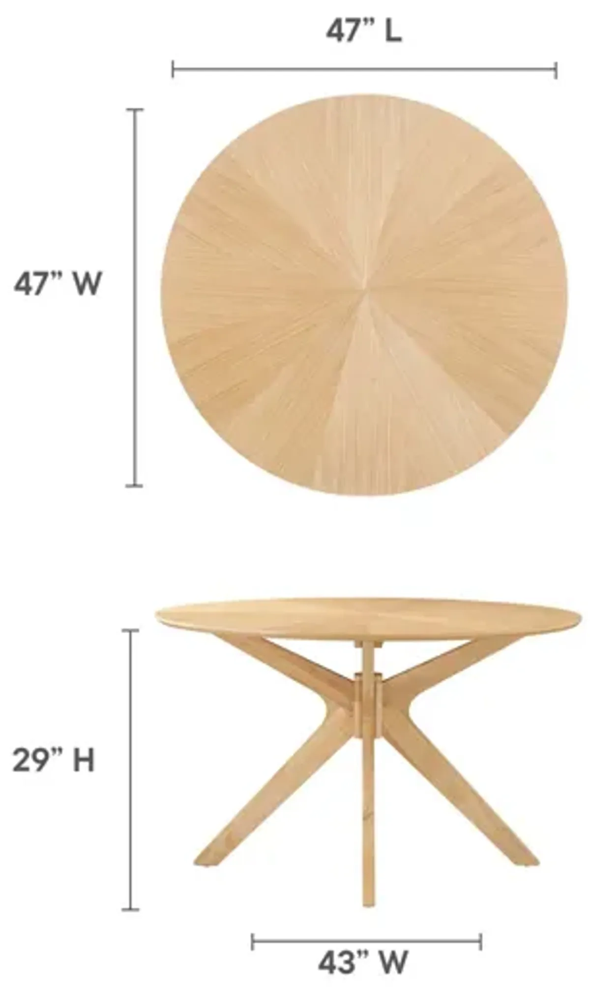 Crossroads 47" Round Wood Dining Table