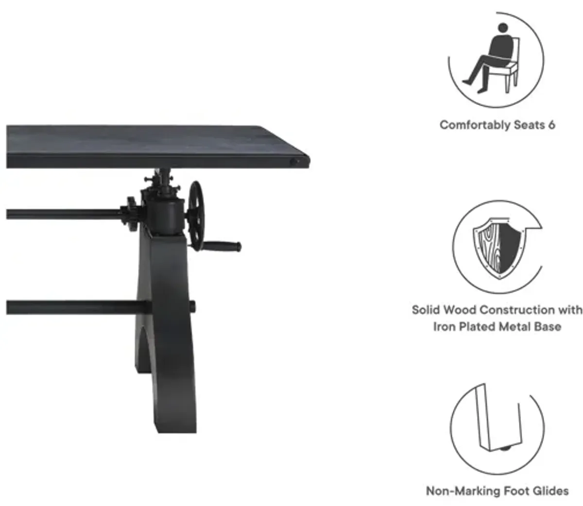 Genuine 60" Crank Adjustable Height Dining Table and Computer Desk