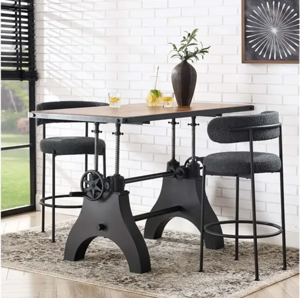 Genuine 60" Crank Adjustable Height Dining Table and Computer Desk