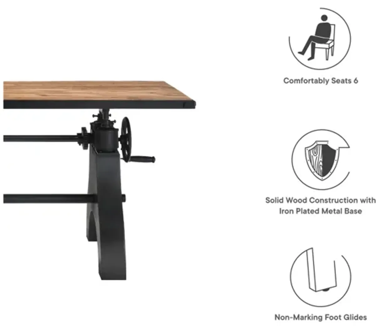 Genuine 60" Crank Adjustable Height Dining Table and Computer Desk