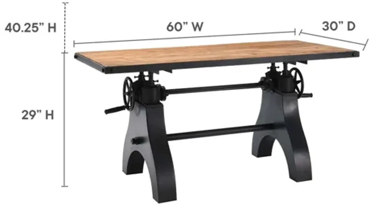 Genuine 60" Crank Adjustable Height Dining Table and Computer Desk