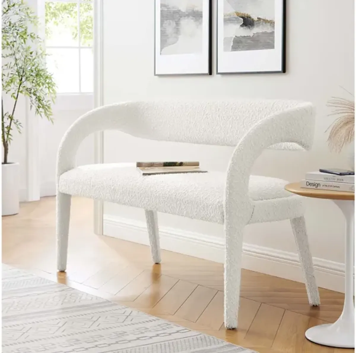 Pinnacle Boucle Fabric Accent Bench by Modway