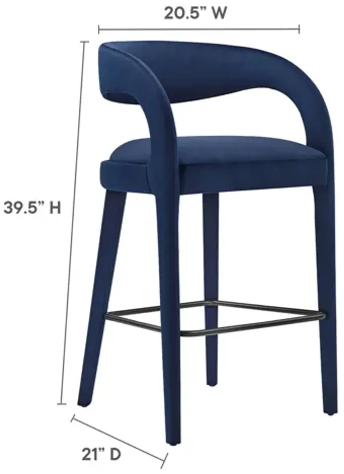 Pinnacle Performance Velvet Bar Stool Set of 2