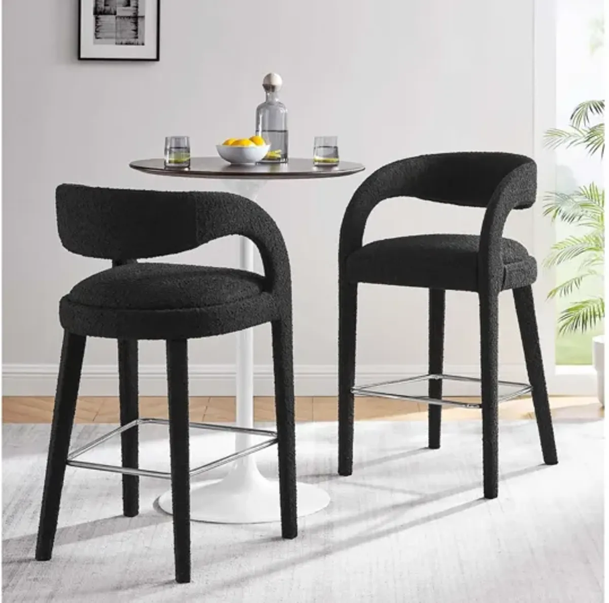 Pinnacle Boucle Upholstered Bar Stool Set of 2