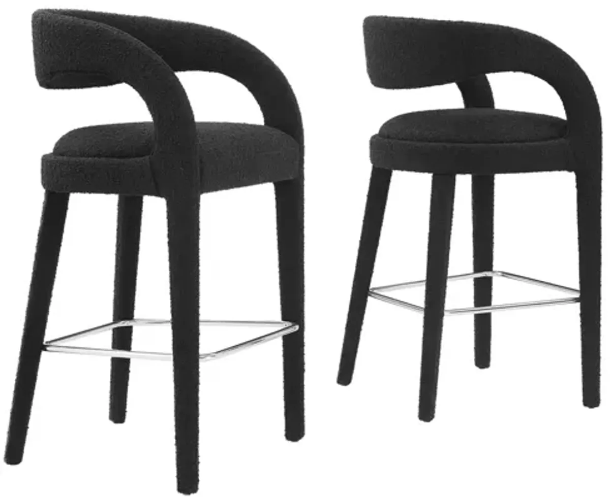 Pinnacle Boucle Upholstered Bar Stool Set of 2