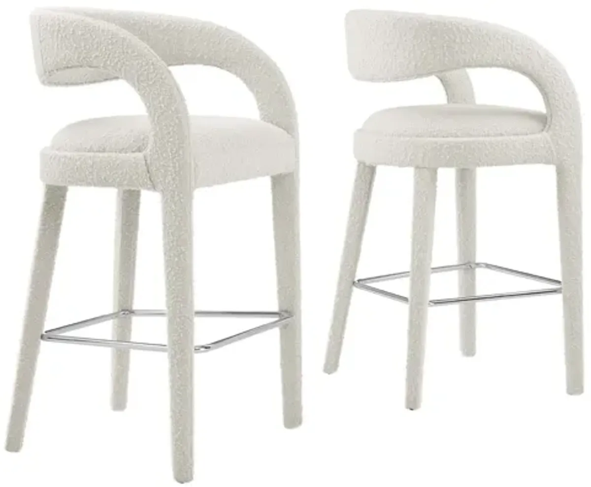 Pinnacle Boucle Upholstered Bar Stool Set of 2