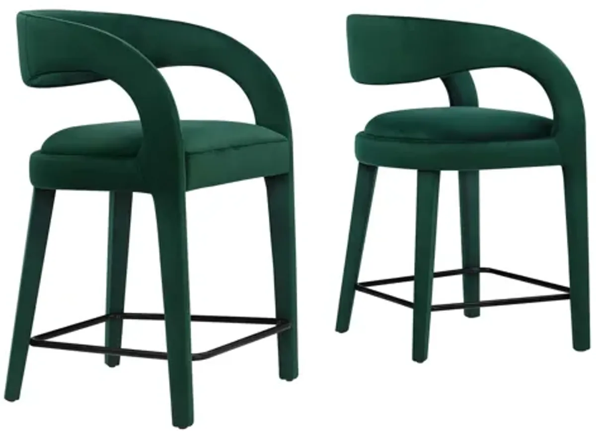 Pinnacle Performance Velvet Counter Stool Set of 2