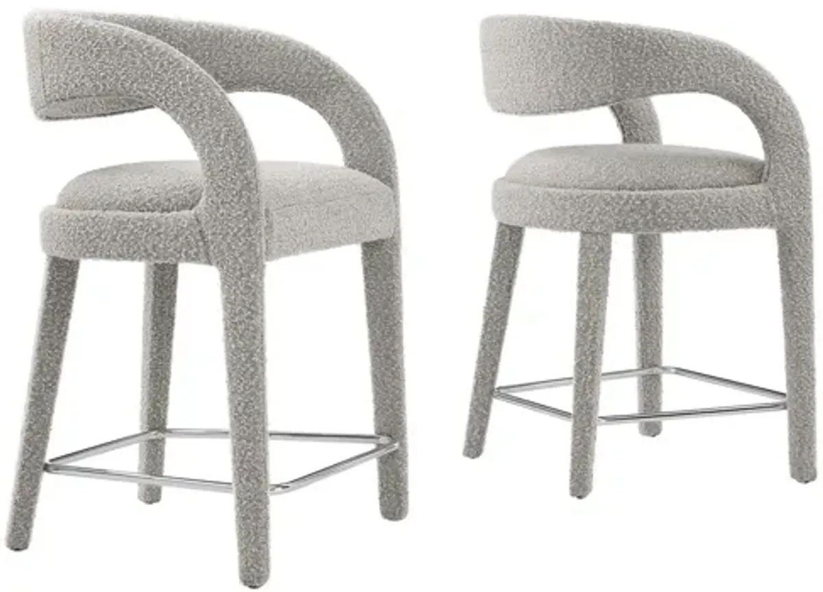 Pinnacle Boucle Upholstered Counter Stool Set of 2