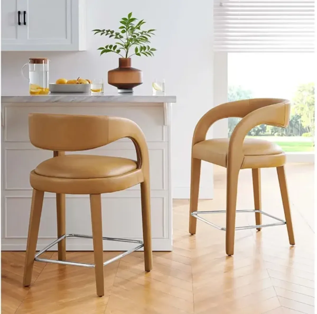 Pinnacle Vegan Leather Counter Stool Set of 2