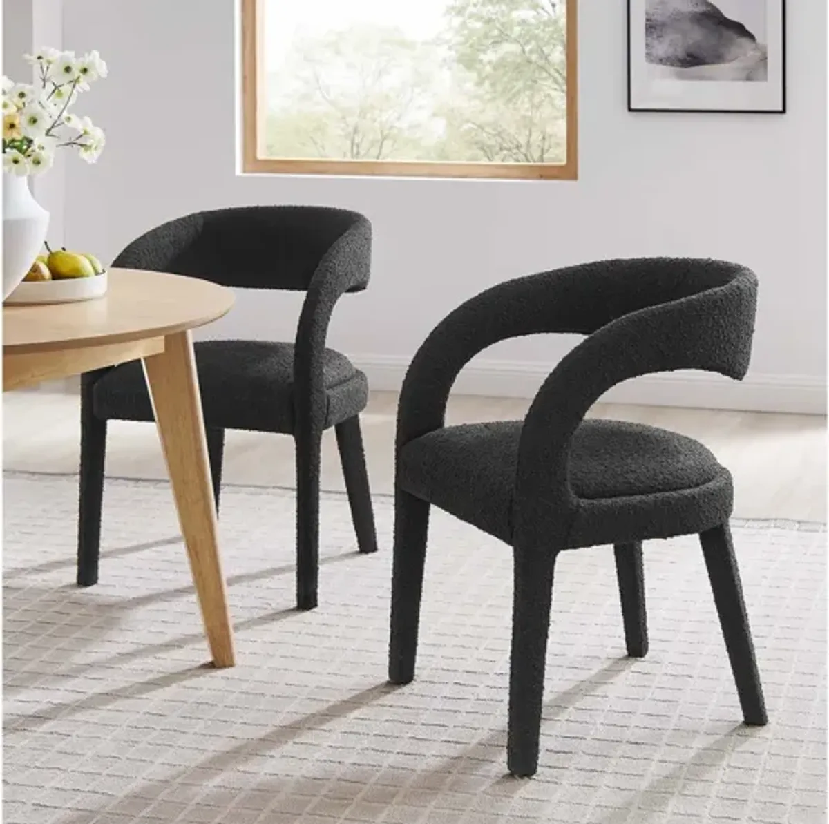 Pinnacle Boucle Upholstered Dining Chair Set of 2