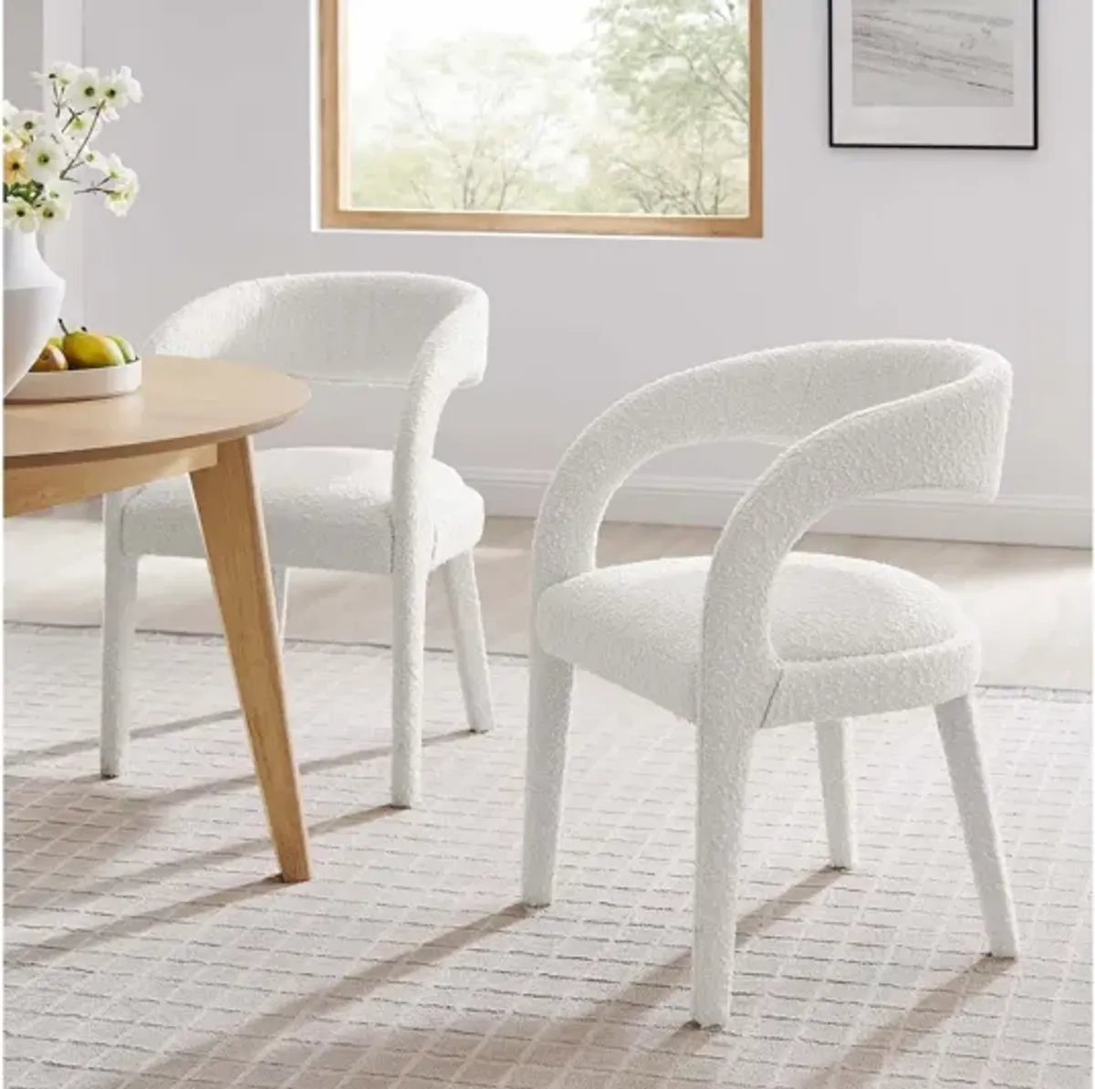 Pinnacle Boucle Upholstered Dining Chair Set of 2