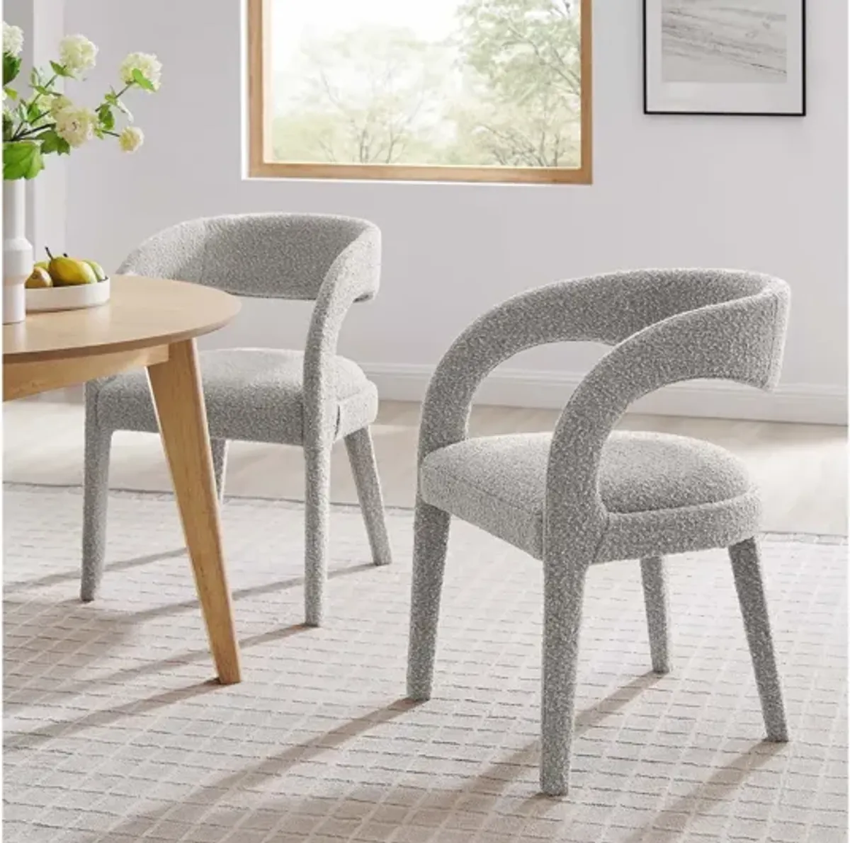 Pinnacle Boucle Upholstered Dining Chair Set of 2