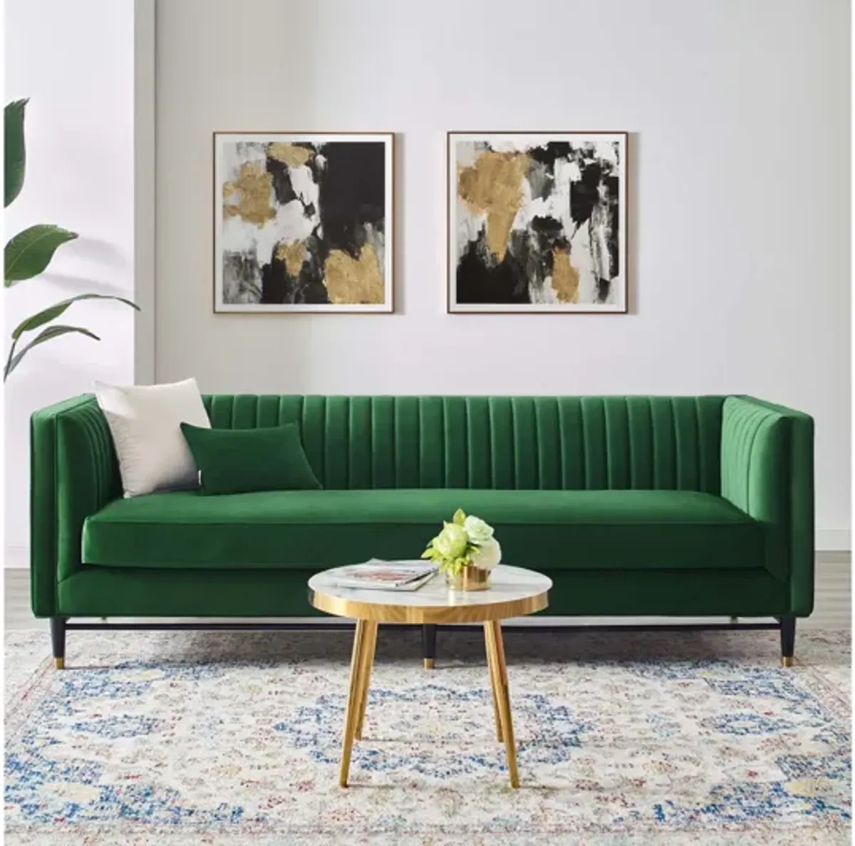 Devote Channel Tufted Performance Velvet Sofa