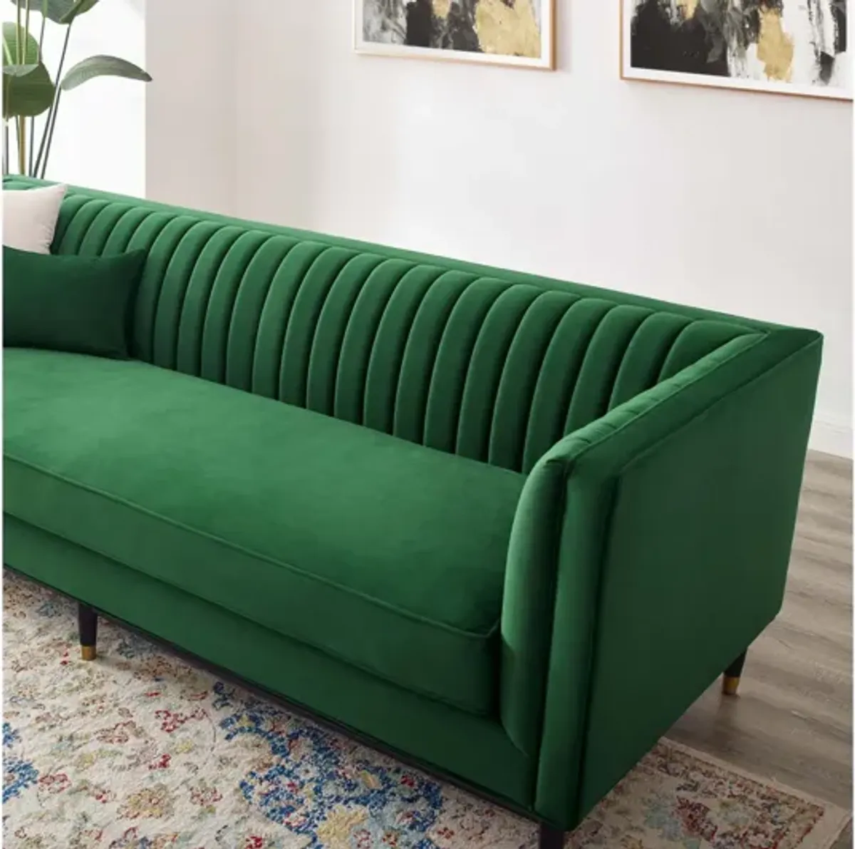 Devote Channel Tufted Performance Velvet Sofa