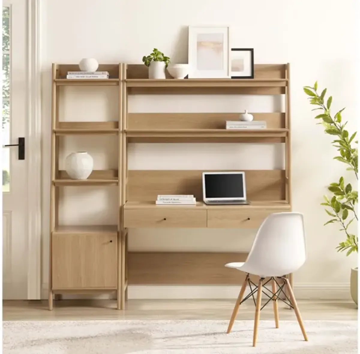 Bixby 2-Piece Wood Office Desk and Bookshelf