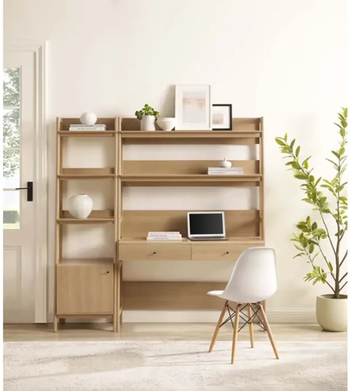 Bixby 2-Piece Wood Office Desk and Bookshelf