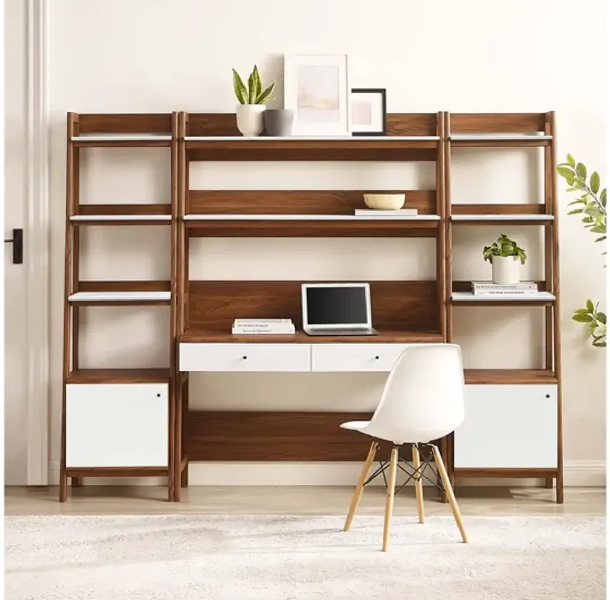 Bixby 3-Piece Wood Office Desk and Bookshelf