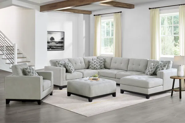 Cleo Stone 3-Piece Sectional + Free Ottoman