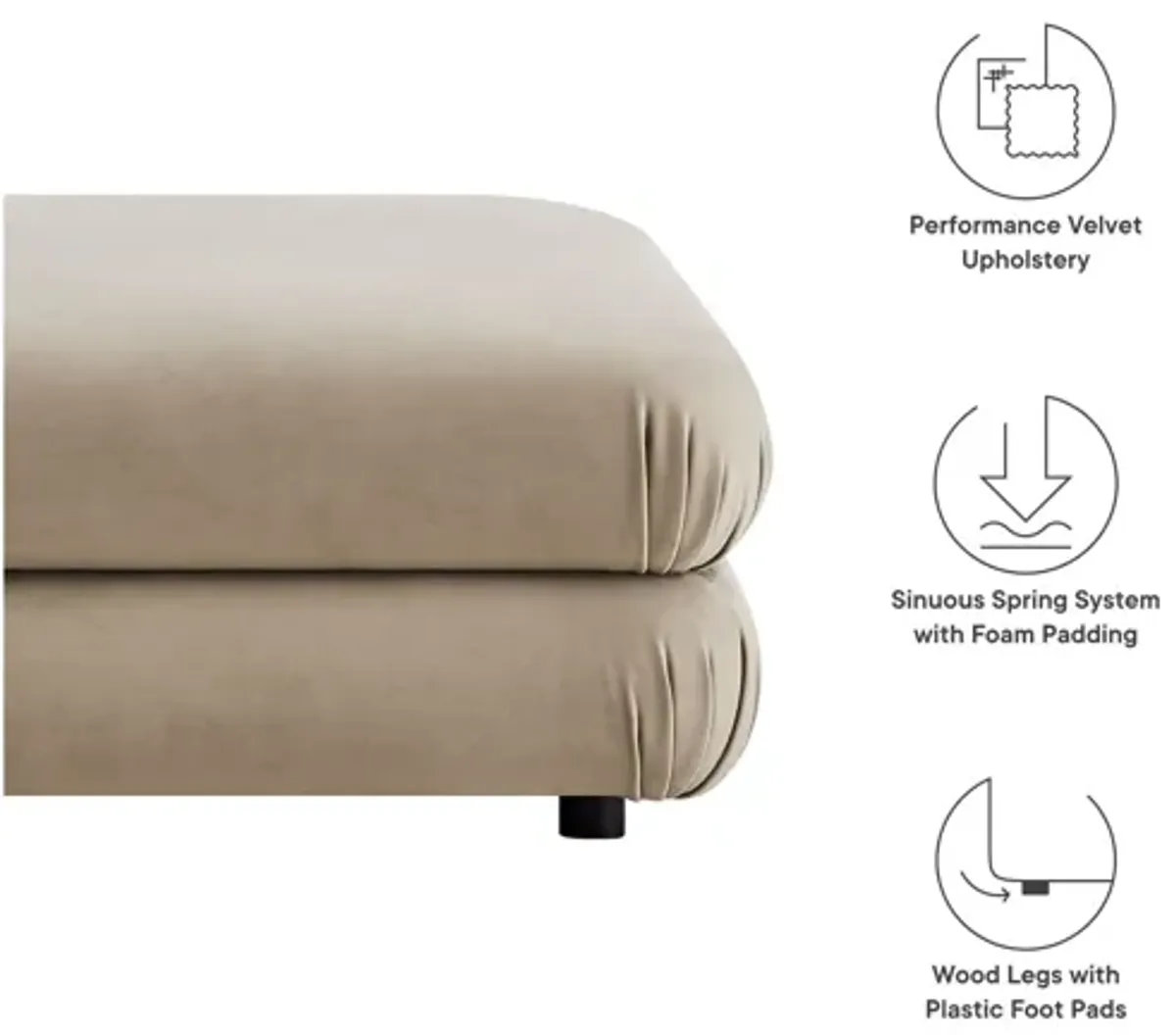 Jubilee Modular Performance Velvet Ottoman