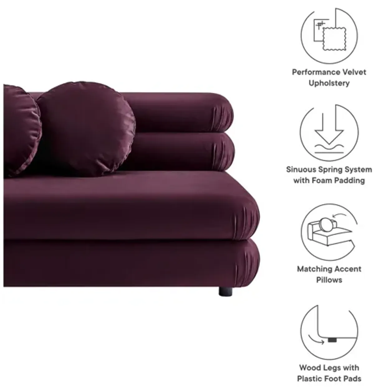 Jubilee Modular Performance Velvet Armless Loveseat