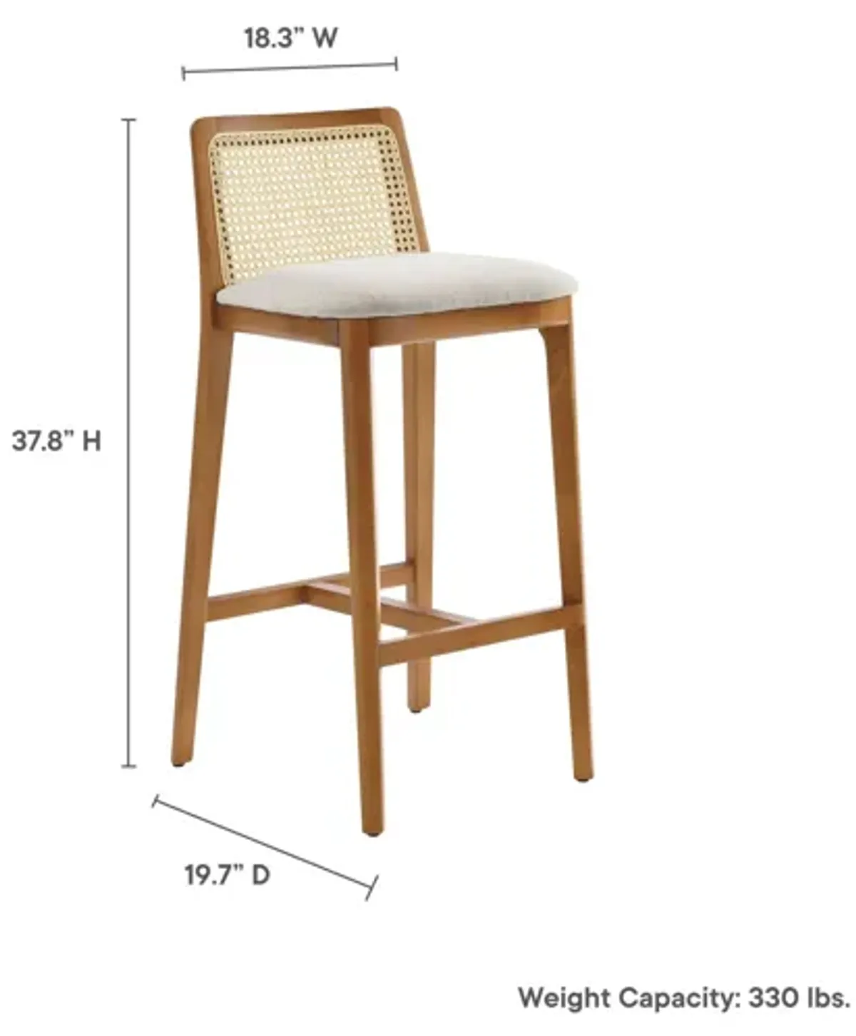 Monarch Wood and Rattan Bar Stool